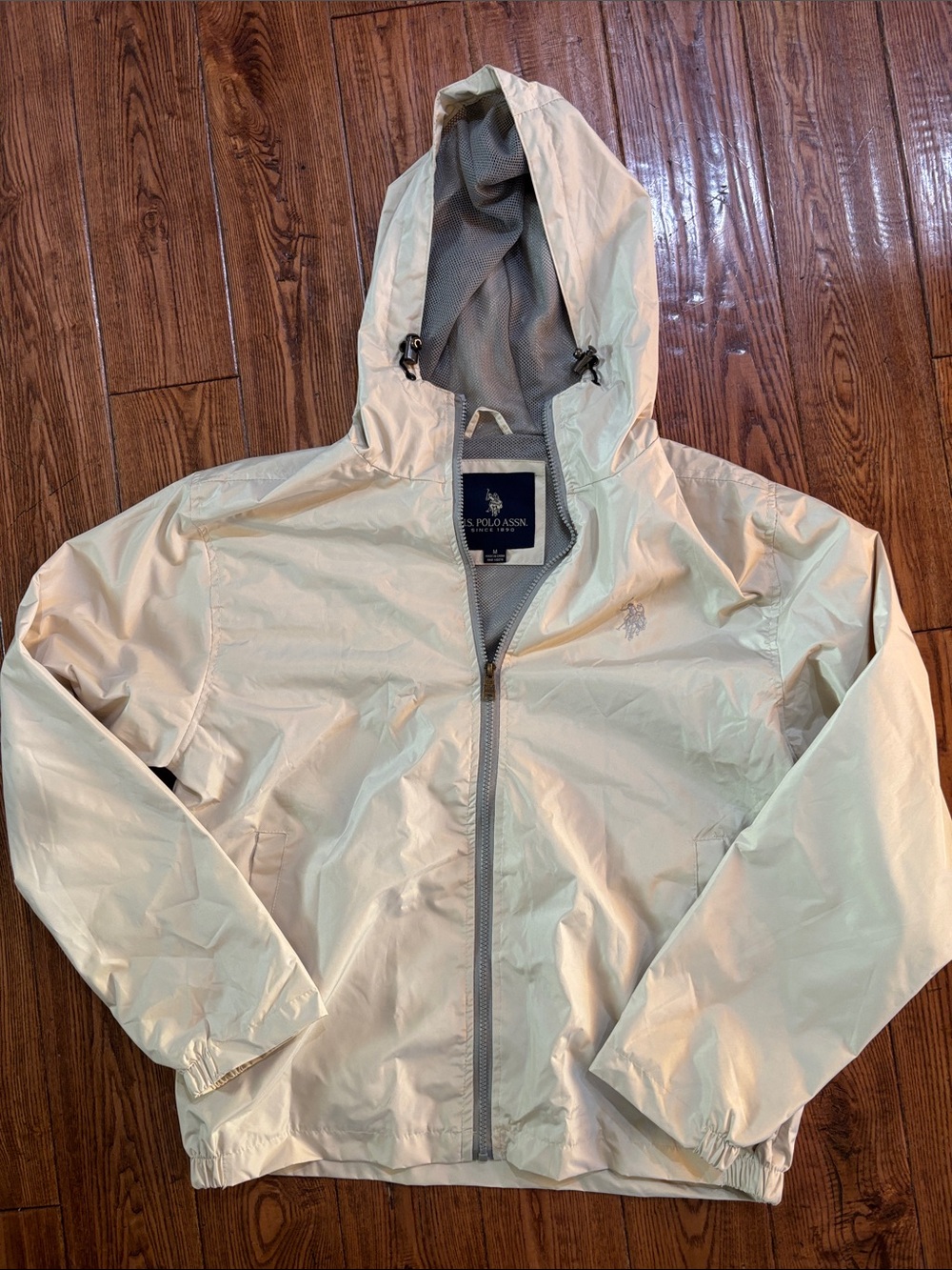 U.S. Polo Assn. Cream Hooded Windbreaker Jacket